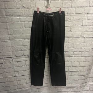 BCBG Vintage Black Leather Pants- 4